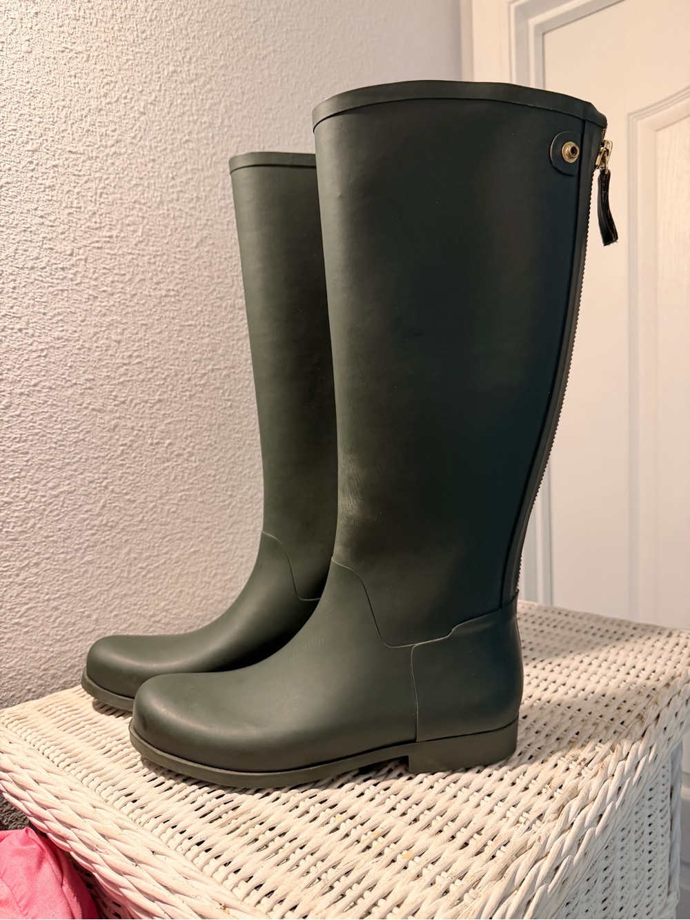 Jessica Simpson Tall Olive Rain Boots with Rear Zip